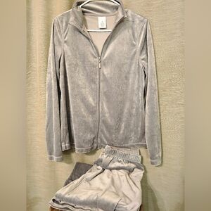 2 piece zip up & pants velvet set